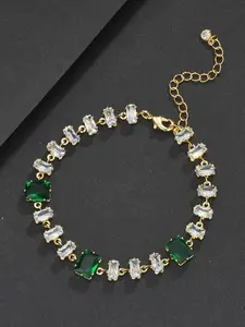 Hip-Hop Bracelet, Adjustable Tail Chain, Unisex Jewelry Accessory, Copper Color Chain, Metal Plated Gold Setting