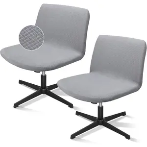 Criss Chair Cover, 2pcs Armless Chair Protector Fuzzy Office Desk Slipcovers, Mid Back Wide Seat Swivel Washable Computer Chairs Covers for Bedroom Office(Only Covers, No Chairs)