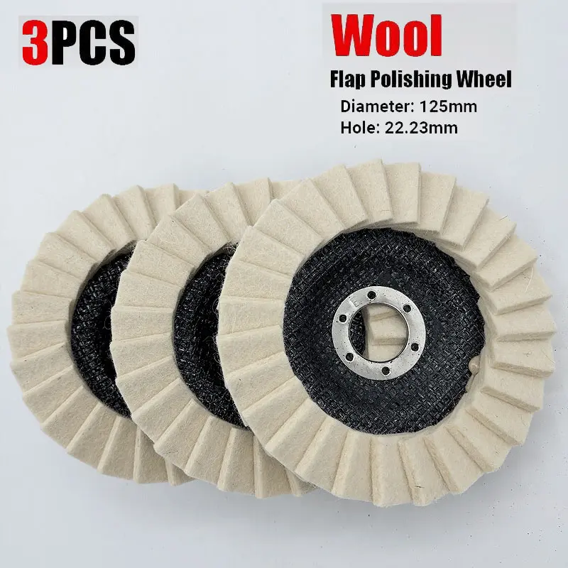 3pcs 5inch Wool Polishing Wheels Buffing Pads Angle Grinder Accessories Grinding Disc forMetal Glass Ceramic PolishingTools & Hardware -Hardware -Abrasive & Finishing Products - Buffing Pads l Glass Ceramic PolishingTools & Hardware -Hard