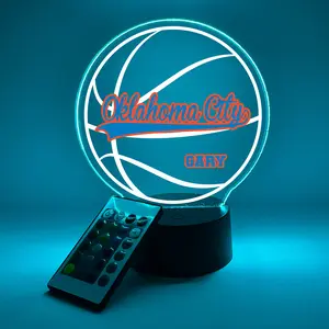 Oklahoma City Basketball Team, UV Printed, Personalized, Multi-Color Light Up Acrylic Display, Desk, Den, Man cave, Room, Gift Décor, For Boyfriend, Girlfriend, Him, Her, Kid Friendly, Birthday, Anniversary, Christmas, Wedding, Favorite