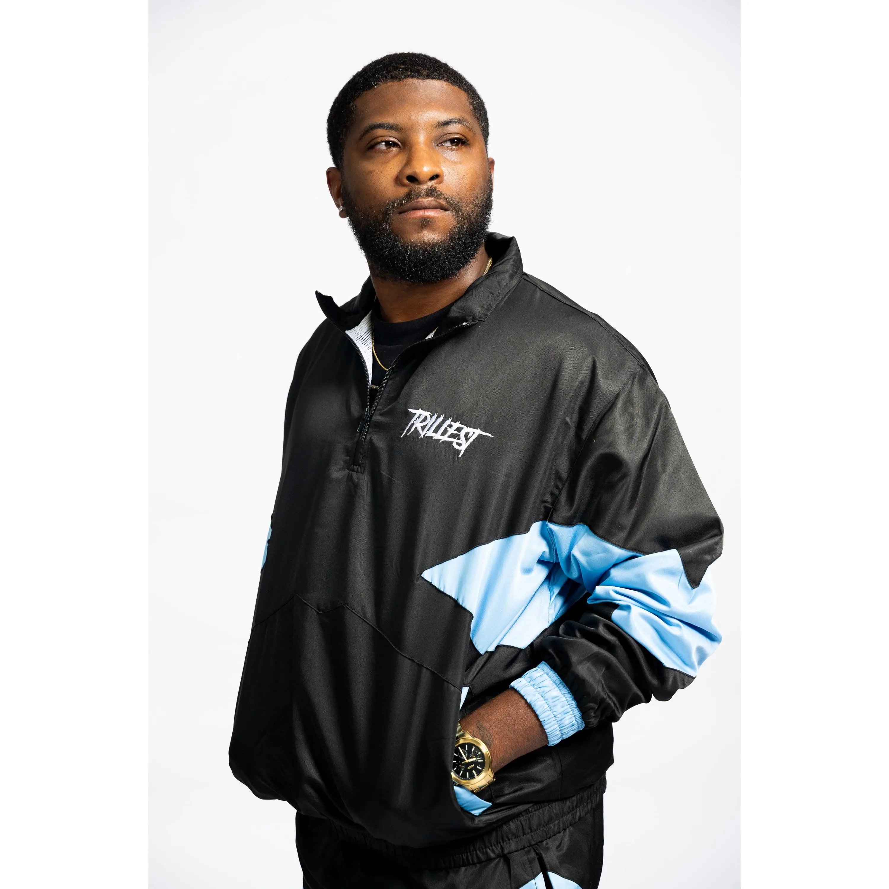 Panel Windbreaker Jacket - Black\UNC Blue