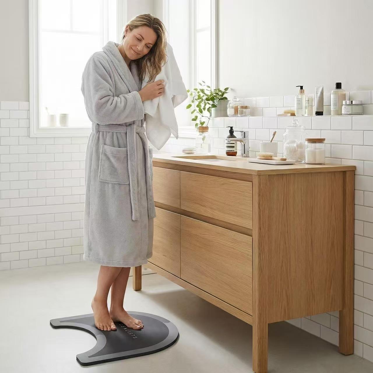 3Pcs Absorbent Diatomite Bath Mats Non-Slip Quick Dry Bathroom Floor Mats Simple Gray Nordic Style Thick Durable Shower Rugs Washable Bath Carpets for Bathroom Toilet Kitchen