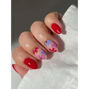 Stylish 24pcs Short Oval Floral French Tip Press-On Nails – Perfect for Any Occasion