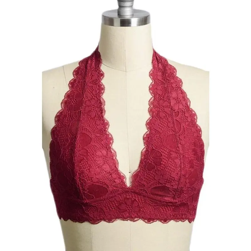 Leto Accessories Lace Halter Top Bralette