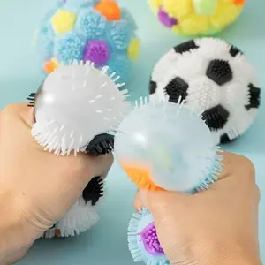 Glowing Soccer Stress Ball LED Light-Up Squeeze Toy Creative Decompression Fidget Toy for Kids Ideal Children's Day Gift Soft Stretchy Material Bright LED Flashes Fun Playtime Sensory Play