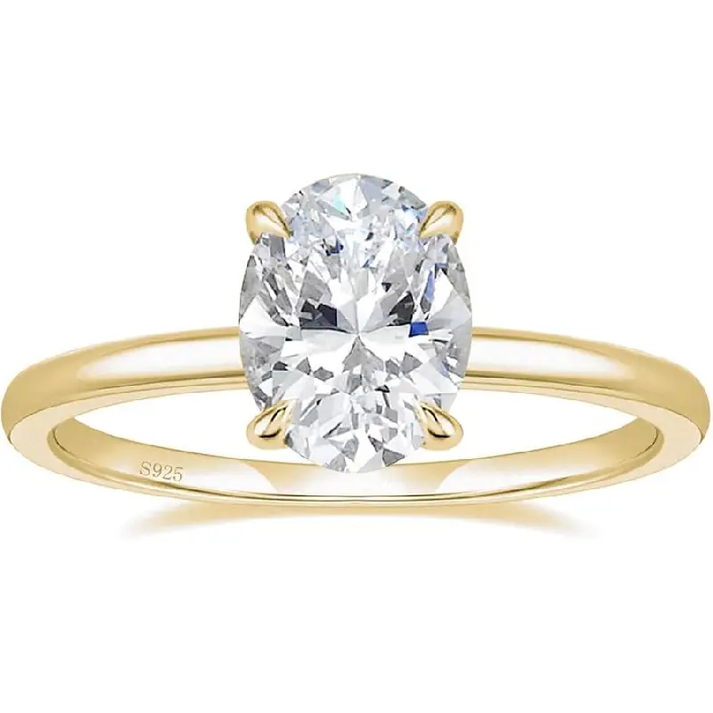 Women's 3CT 925 Sterling Silver Oval Cut Solitaire Cubic Zirconia Engagement Ring, Size 3-11 Wedding Promise Band, Engagement Rings, Oval Engagement Ring