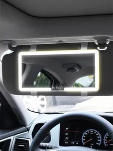 Car Sun Visor Makeup Mirror, LED Touch Screen Adjustable Brightness Auto Interior Makeup HD Mirror, Rechargeable Vanity Mirror,girly car accessories,car stuff, Car Lighting Accessories
