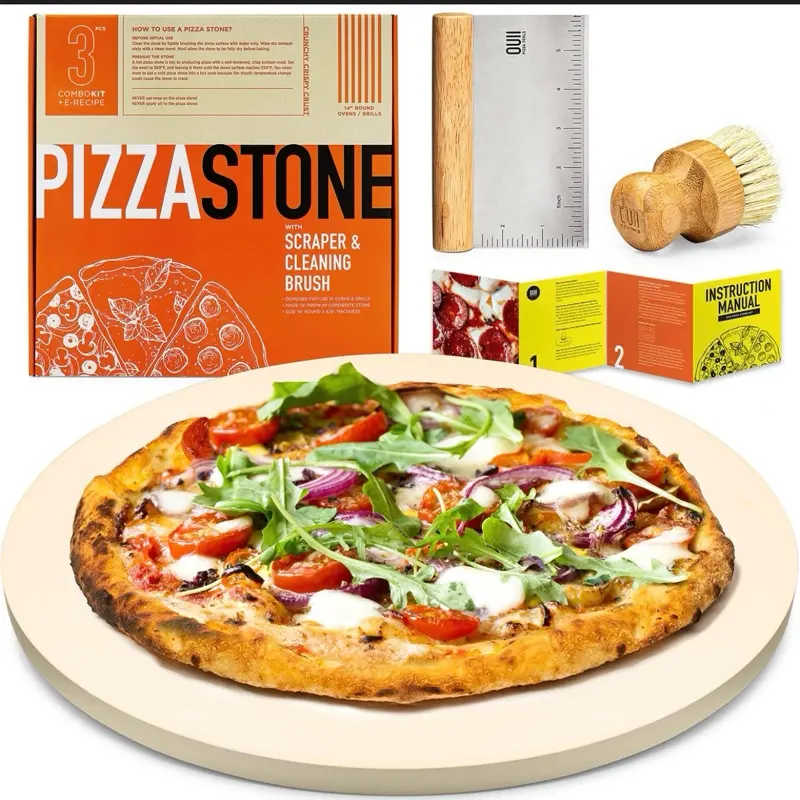 Pizza Stone Scraper & Cleaning Brush Set, Kitchen Utensils for Grill & Oven - Essential Bakeware Tool for Perfect Pizza Baking