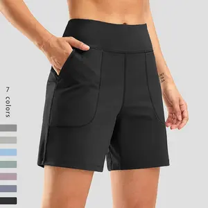 Unisex 5" High-Waisted Lightweight Quick-Dry Bermuda Athletic Shorts for Women - Plus Sizes with Side Pockets, Ideal for Swim, Running Workouts, Athletic Shorts Women