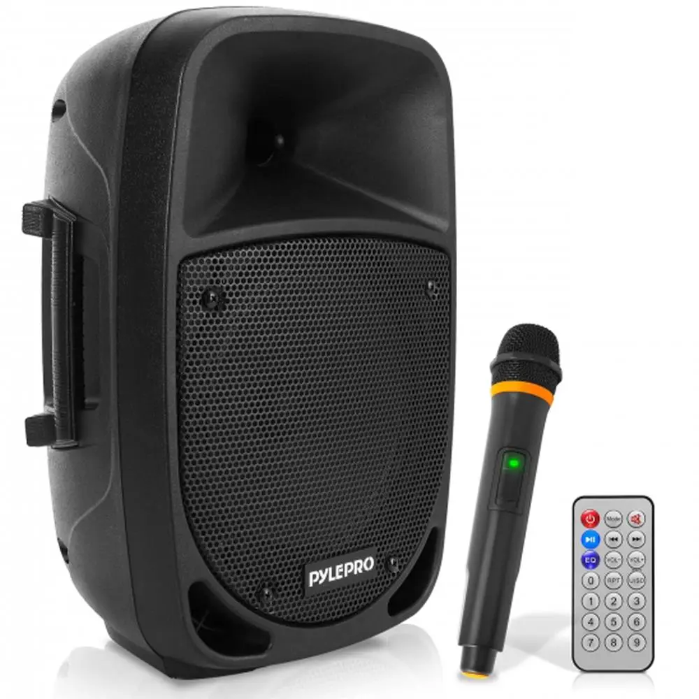 800W Compact Portable Bluetooth PA Speaker with 8-in Subwoofer, Digital Handheld UHF Mic, Rechargeable Audio Device, USB Port, PC & Laptop Compatibility, Smartphone Support, Easy-Use Buttons for Karaoke, Bluetooth Speakers for UHF Mic Freedom