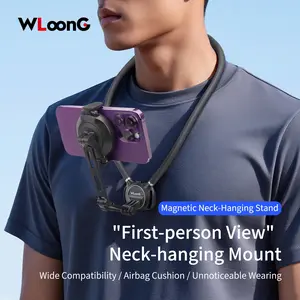 Magnetic Neck Mount for Cell Phone GoPro Hero Series or DJI Osmo Action 6/5Pro/4/3/360/Pocket 3/Nano or Insta360 X5/4/3/2/Ace Pro2/1/Go 3/3S/Ultra, Perfet for Holiday Travel and Outdoor Sport, Adjustable Angles | First-person View | Wide Compatibility