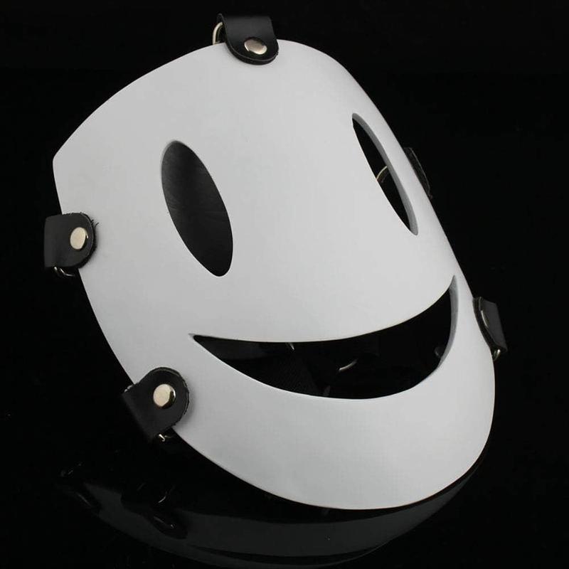 High-Rise Invasion Cosplay Mask Sniper Mask Tenkuu Shinpan Mask White Smile Resin Mask for Halloween Cosplay Props Gift Creepy Spooky