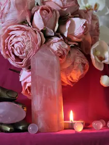 1PC rare rose quartz crystal tower, Natural Crystal Tower, pink crystal pillar, rainbow crystal tower wand, loose gemstones, creative gifts and unique jewelry accessories, perfect home art decoration, unique holiday gifts