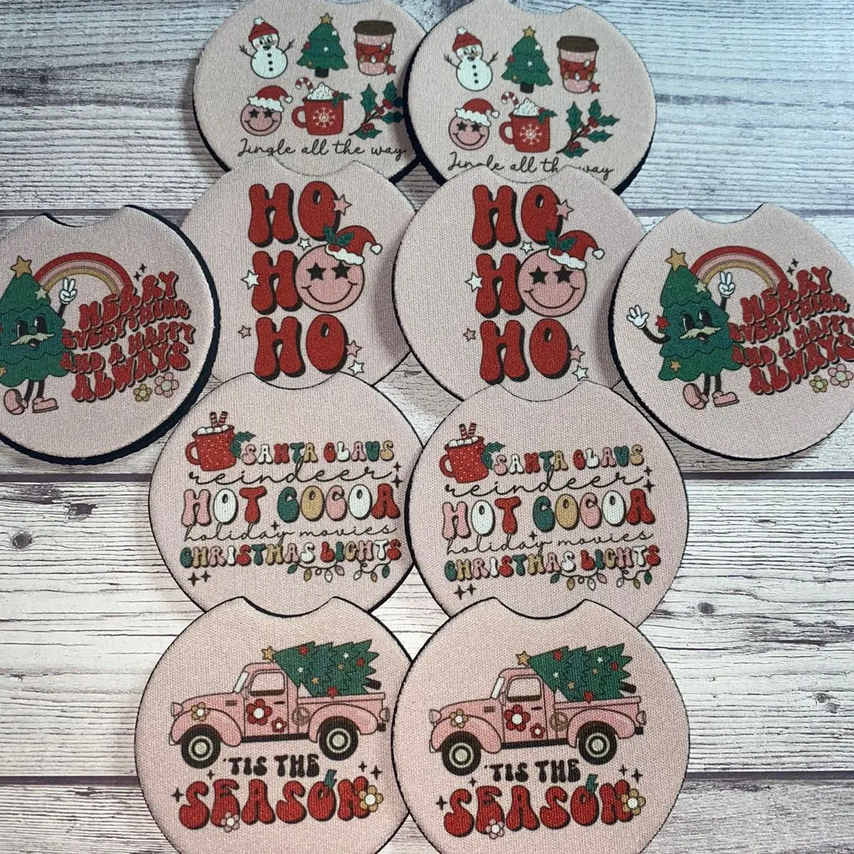 Christmas Neoprene Car Coasters