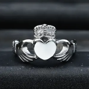 GTHIC Irish Claddagh Stainless Steel Ring for Wedding Engagement Mother's Day Gift Size 4-12