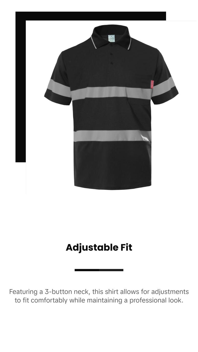 Men's Safety Polo Shirt with reflective tape, ANSI Class 2 standard