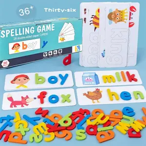 Educational Wooden 26 Letter Word Puzzle Game, 3D Alphabet Number Blocks, Early Education Cognitive Development Toy, Wooden Puzzles