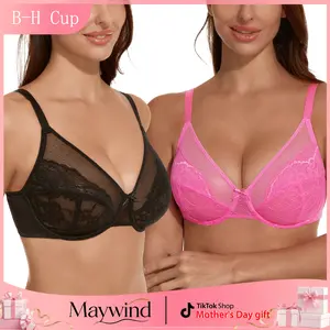 [Maywind] Two piece set Minimizer Brasfor Women Enchante Full Coverage Underwire Bras PlusSize Lifting Floral Lace Brafor Heavy Breast 38DD Size Comfortable Stylish Fitire Style Womenswear BreathableSheer Basic Solid Everyday Mother's Day gift