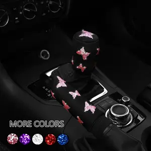 Butterfly Pattern Car Gear Shift Cover & Handbrake Cover for Car Decor, 2 Counts Cute Car Accessories for Girls & Women, Girly Car Accessories, Cars Accessories, Car Stuff, Car Interior Kit