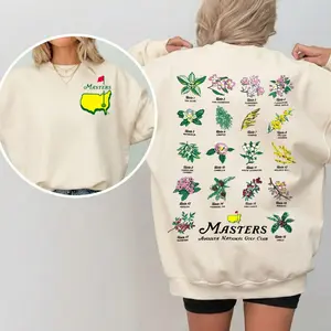Amen Corner Floral Golf Sweatshirt - Masters Inspired Augusta Course Graphic, Unisex Long Sleeve Botanical Crewneck, Spring Tournament Golf Fan Aesthetic Apparel, Premium Golfer Gift