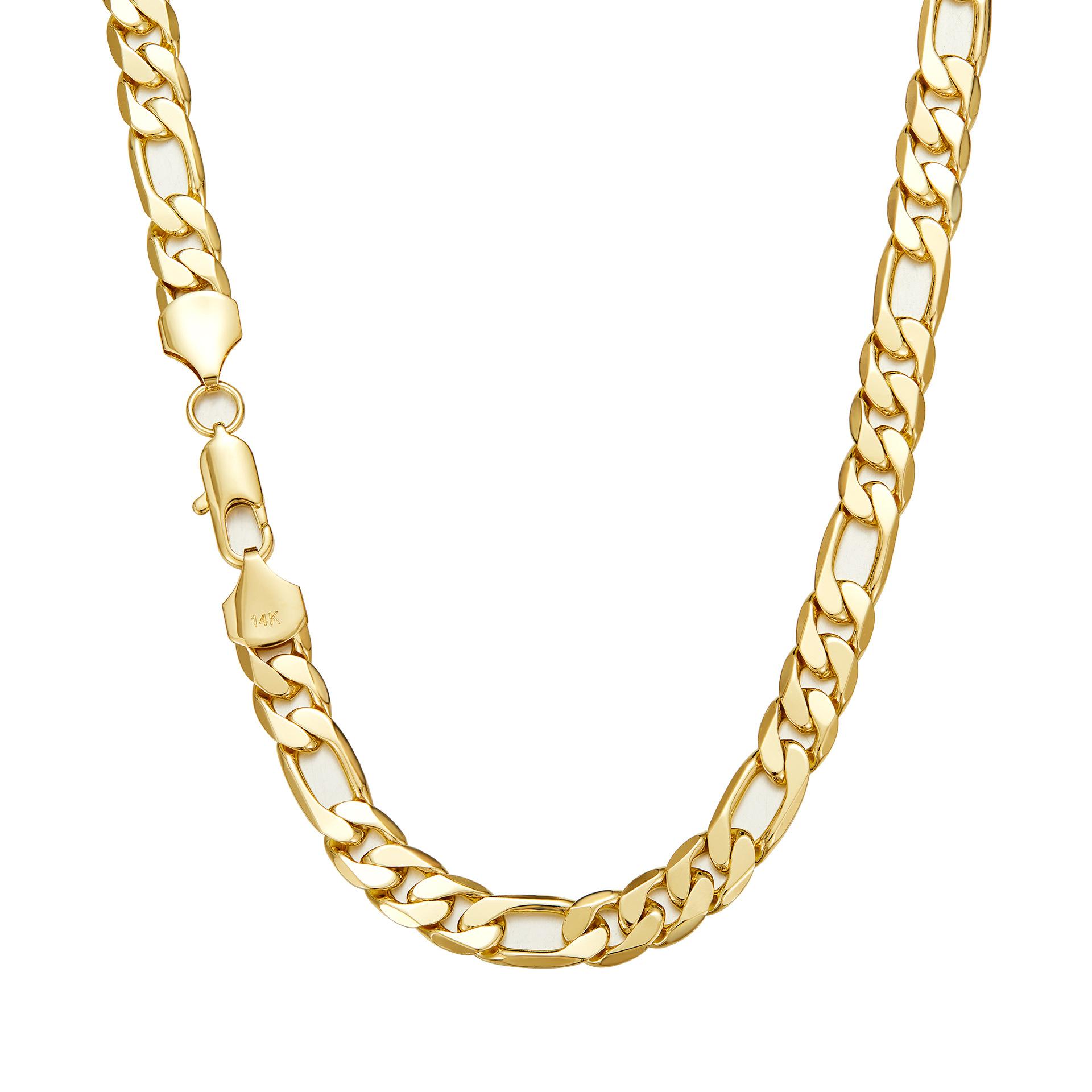 Golden Figaro Chain Necklace For Men and Women - 14k Gold Plated - Durable Clasp 10MM Flat Italian Style Figaro Link Chains Length 19.68/23.62Inch Golden Figaro Chain Necklace For Men and Women - 14k Gold Plated - Durable Clasp 10MM Flat Italian Style Figaro Link Chains Length 19.68/23.62Inch