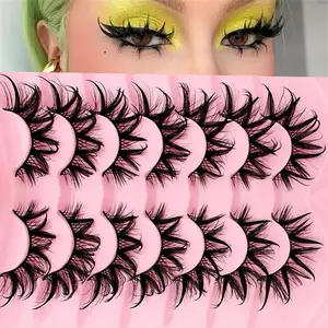 False Eyelashes, 7 Pairs Wispy Manga Faux Cluster Lashes, Lightweight Fluffy Flawless Natural Curling Eye Makeup Strip Lashes for Women & Girls Eye Extensions