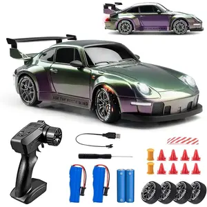 RC Drift Car 1:24 Scale Remote Control Vehicle with LED Lights 2.4GHz 20km/H 4WD High Speed RC Cars Drifting Tires Two Batteries Racing Sports Toy Idea Gift for Adults Boys Girls and Kids