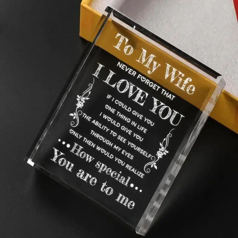 Sweetest Day Gift for Wife, 1 Count Letter Pattern Acrylic Ornament, Desktop Decoration Sign for Home Office, Anniversary Wedding Gift for Wife