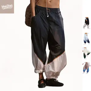 Colorblock Track Pants for Women YeeZaa Slouchy Relaxed Fit Baggy Pants Nylon Fabric Color Block Design Drawcord Waist Adjustable Slip Pockets Front and Back Casual Everyday Wear Comfy Street Style TikTok Viral Fashion Pants