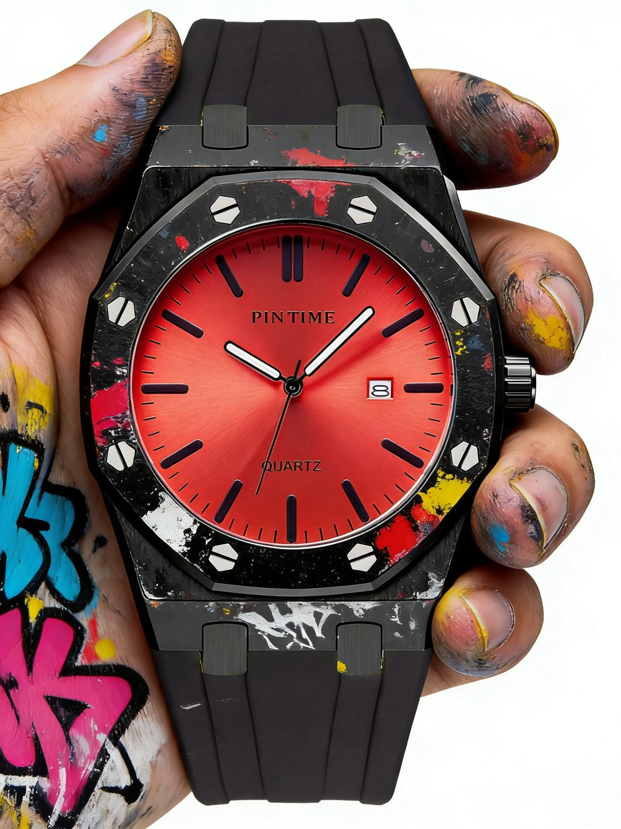 Luxury Quartz Watch, Silicone Strap, High-Quality Timepiece, Durable Design, Perfect Gift for Him and Her, Essential Men's Accessory