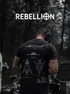 REBELLION F-117 Nighthawk Heavy Cotton T-Shirt Direct-To-Garment Breathable Printing Menswear Apparel Blue Print Tee Gift For Husband Gift For Men