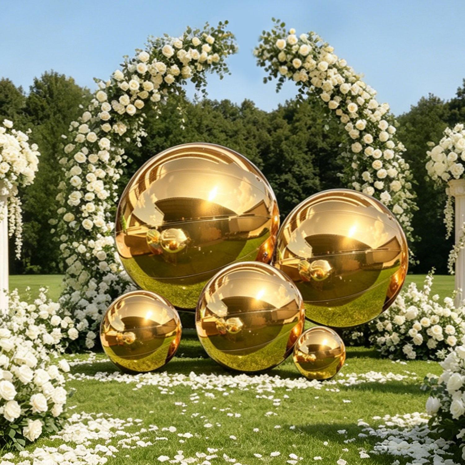 5 PCS Reflective Iridescent Silver Metallic Inflatable Mirror Ball Balloons Set with Pump - Reusable Giant PVC Spheres, Lightweight Party Decor for Festival, Outdoor Garden Home Supplies 5 PCS Reflective Iridescent Silver Metallic Inflatable Mirror Ball Balloons Set with Pump - Reusable Giant PVC Spheres, Lightweight Party Decor for Festival, Outdoor Garden Home Supplies