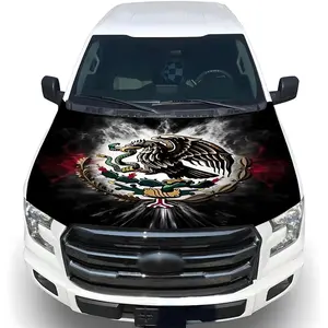 Mexico Hood Cover Flag - 59x51 in Car Hood Cover for Decor, Patriotic Car Mexico Flag Bonnet Banner with 2 Adjustable Triangular Fasteners
