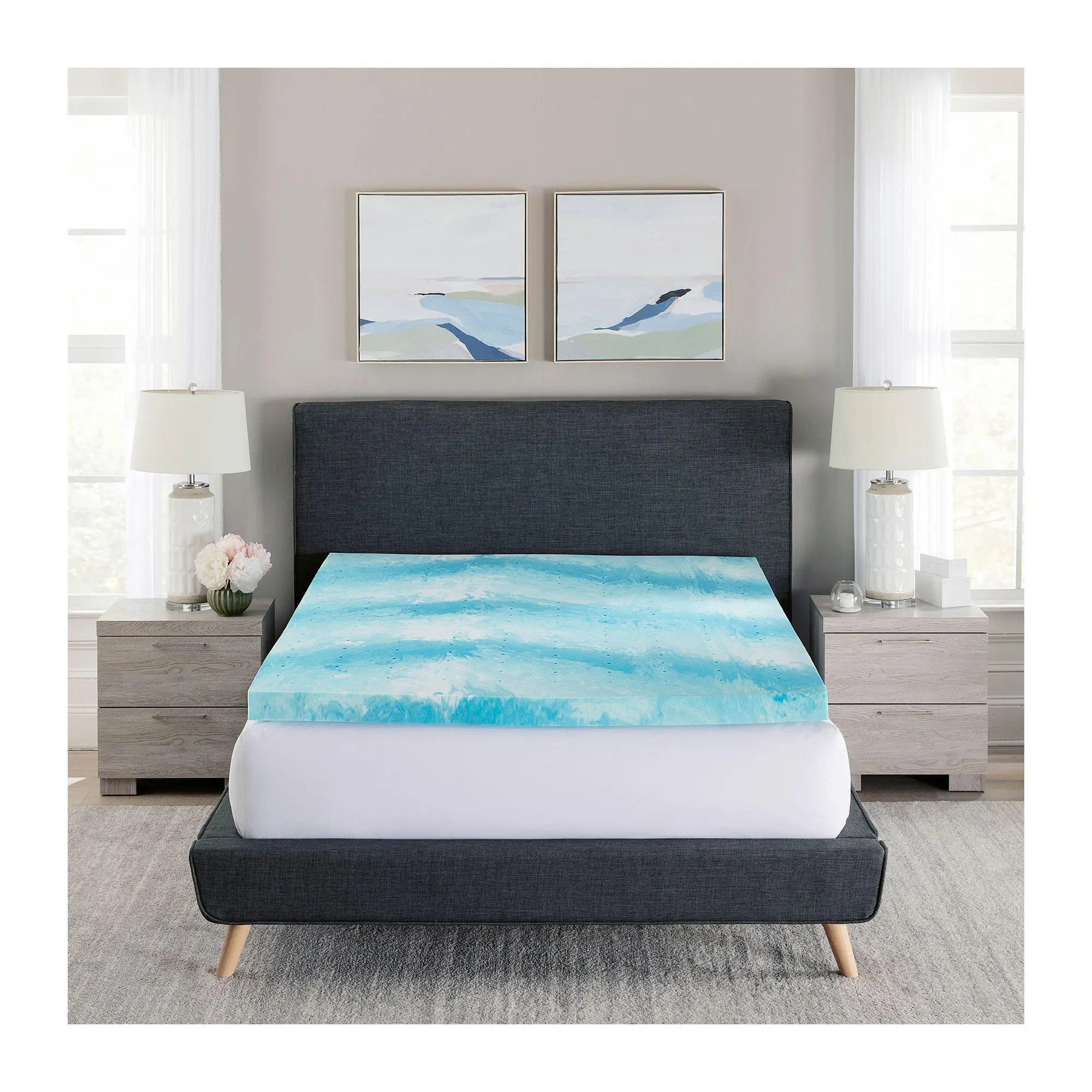 Bodipedic 3" Gel Swirl Memory Foam Mattress Topper, Cal King