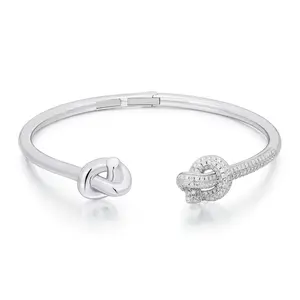 Sterling & Pave Lovier’s Knot Bangle with certificate of authenticity