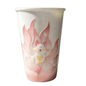 Handmade Linnie Porcelain Nine-Tailed Fox Cup Unique Handcrafted Tea Mug