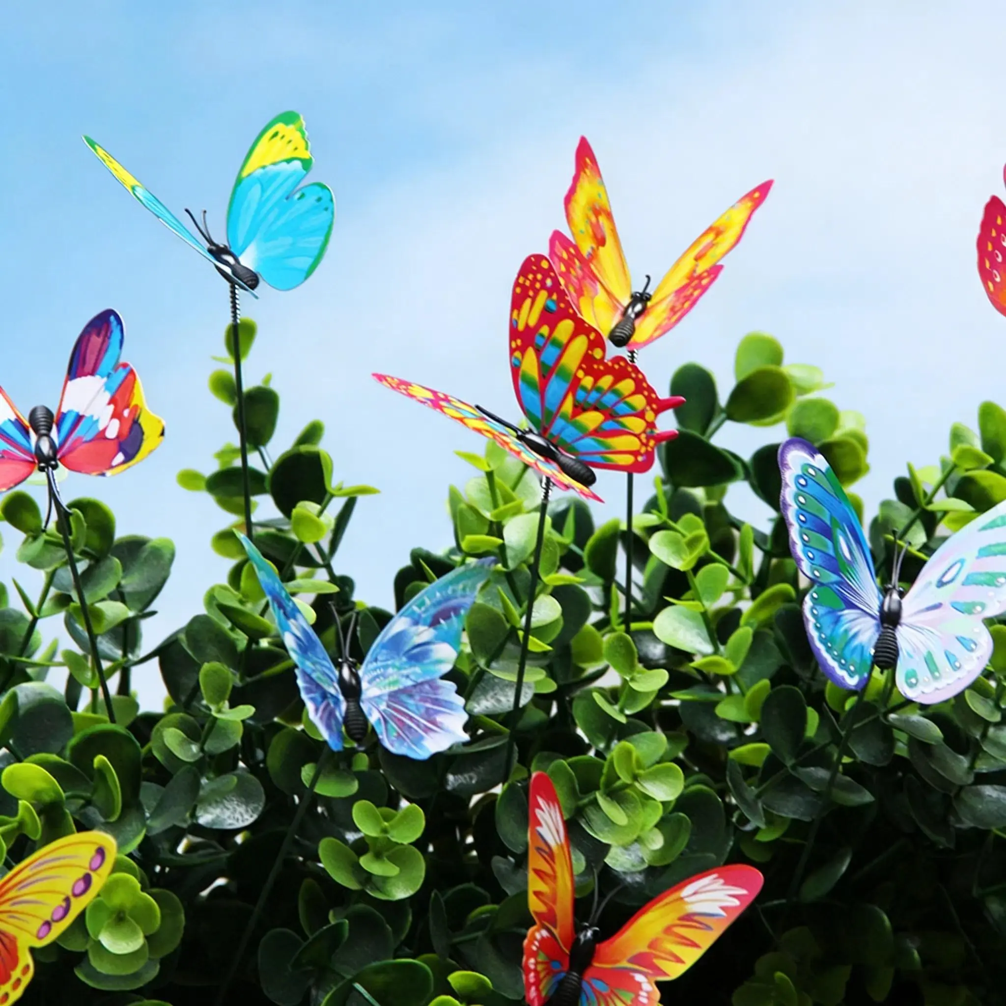10Pcs Luminescent Artificial Butterfly Garden Stake Set - Outdoor Decor for Potted Plant Glow, Patio Night Glow (Sports & Outdoor Accessories)