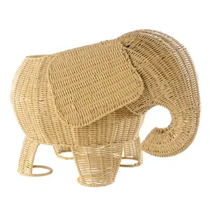 Kaplan Early Learning Elephant Washable Wicker Floor Basket | Animal-Inspired Woven Rattan Storage Bin | Home Decor Organizer