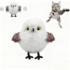 Toys Rechargeable Flapping Bird Sparrow Lifelike Chirp Tweet Touch Activated Kitten Interactive Exercise Toys for All Breeds Kicker Toys White Bird chubby  chirpie  cat  toy catoys  you  need