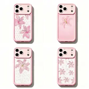 TY-Pink Lily Floral Phone Case,Pastel Pink Aesthetic with Polka Dot & Floral Background Protective Cover For iPhone 11 12 MINI 13 MINI 14 15 16 17 Air Pro Max for Samsung S26 S25 S24 S23 S22 S21 Case,Gift for her/him