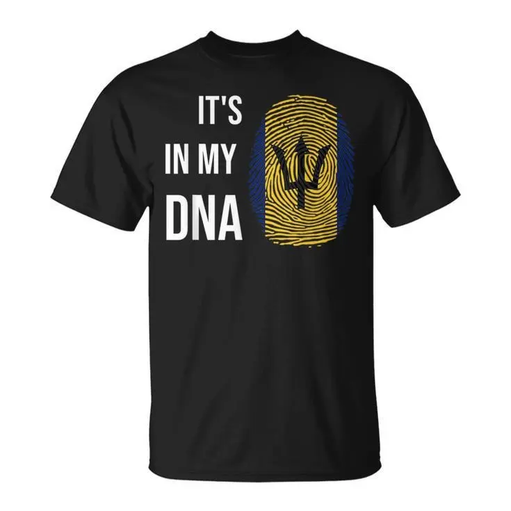 Barbados In My DNA Unisex T-Shirt Black Summer with Barbados Flag Design - Womenswear, Tops