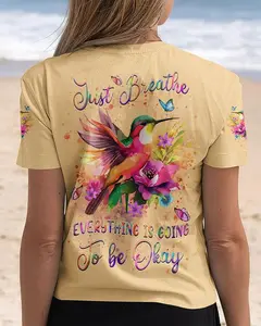 Just Breathe Hummingbird All Over Print T-shirt Sweatshirt Hoodie Zip Hoodie