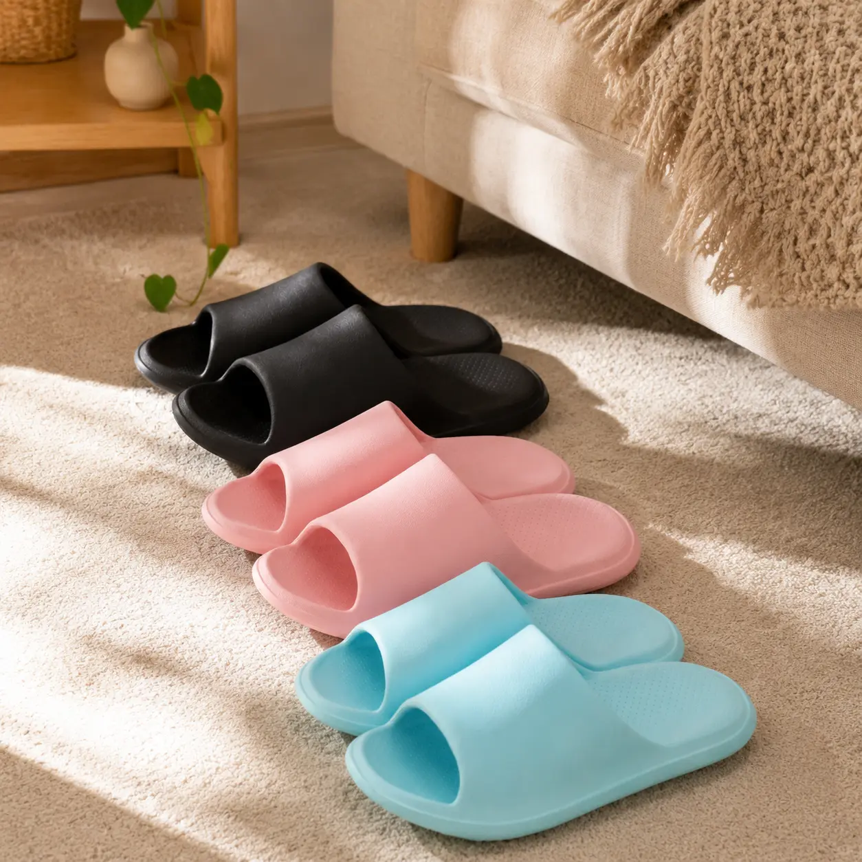 FEITAI Unisex Quick-Drying Footwear - Indoor Bedroom Slippers, Bathroom Shower Slides, Beach Sandals Pedal Footwear Girl Parent Flipflop Women Walking Shoes