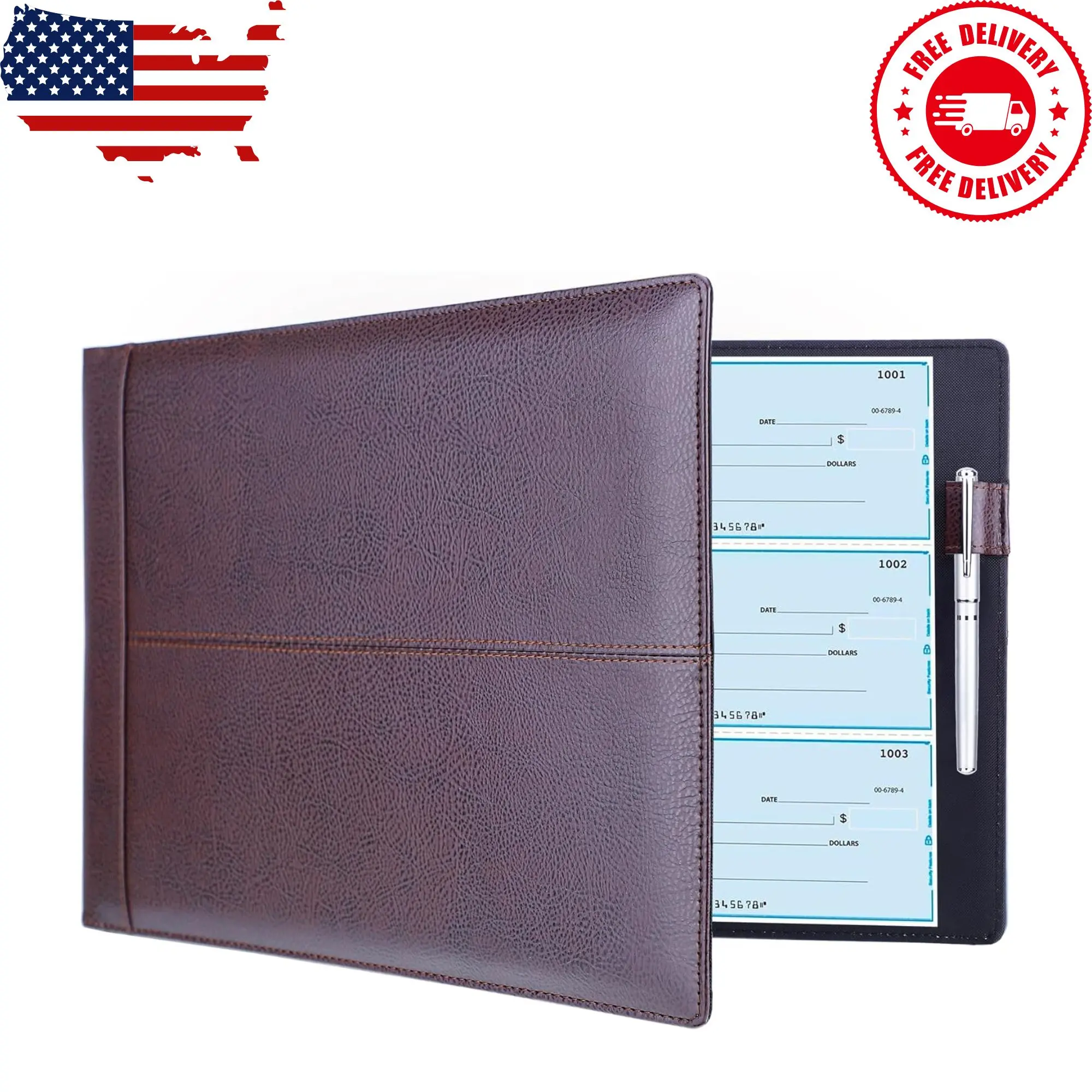 7 Ring Business Checkbook Binder for Business Checks, 600 Checks Capacity 9" x 13" Sheets, Coffee