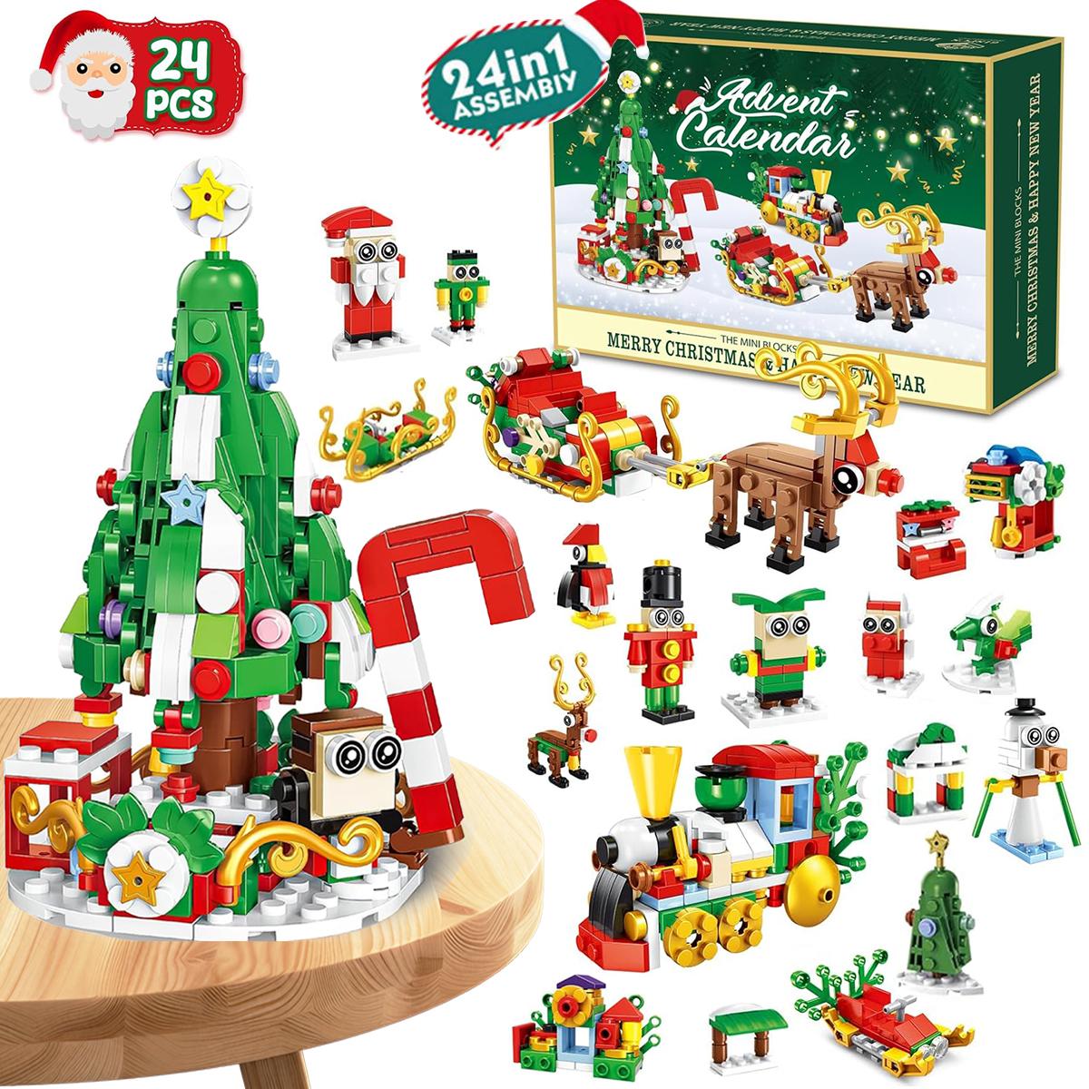 Christmas building blocks completed holiday scene
