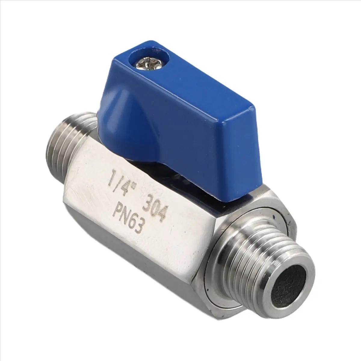 1/4 Inch NPT Male Threaded Stainless Steel Ball Valve with Handle - Mini 7.5*42Mm Double Seal Household Appliance Part, Blow-Out Anti-Drying, Up to 325°F for Water/Gas Use