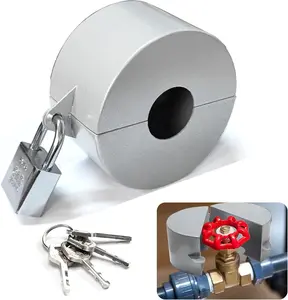 Gate Valve Locking Device with Lock - Outdoor Faucet Lock, Water Spigot Locks, for 1-1/2 to 3 in Dia Valve Handles,  Water , Unauthorized Water Use ()