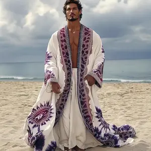 Long-sleeved Digital Printed Long Sun Protection Clothing Nightgown Men