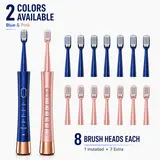 【8 Brush Heads】Adults' Type-C Rechargeable Electric Toothbrush - Oral Dental Cleaner with 8 Detachable Brush Heads, 5 Modes, Timed Setting, 31000VPM Intelligent Deep Cleansing, Waterproof for Travel/Home Personal Care Appliances