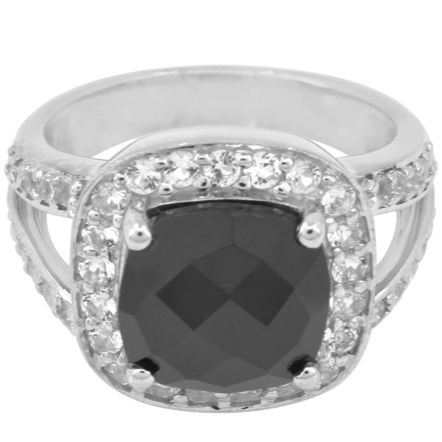 Affinity Gems Black Spinel & White Topaz Ring,terling Affinity Gems Black Spinel & White Topaz Ring,terling